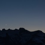 Venus and Mercury above the swiss mountains.