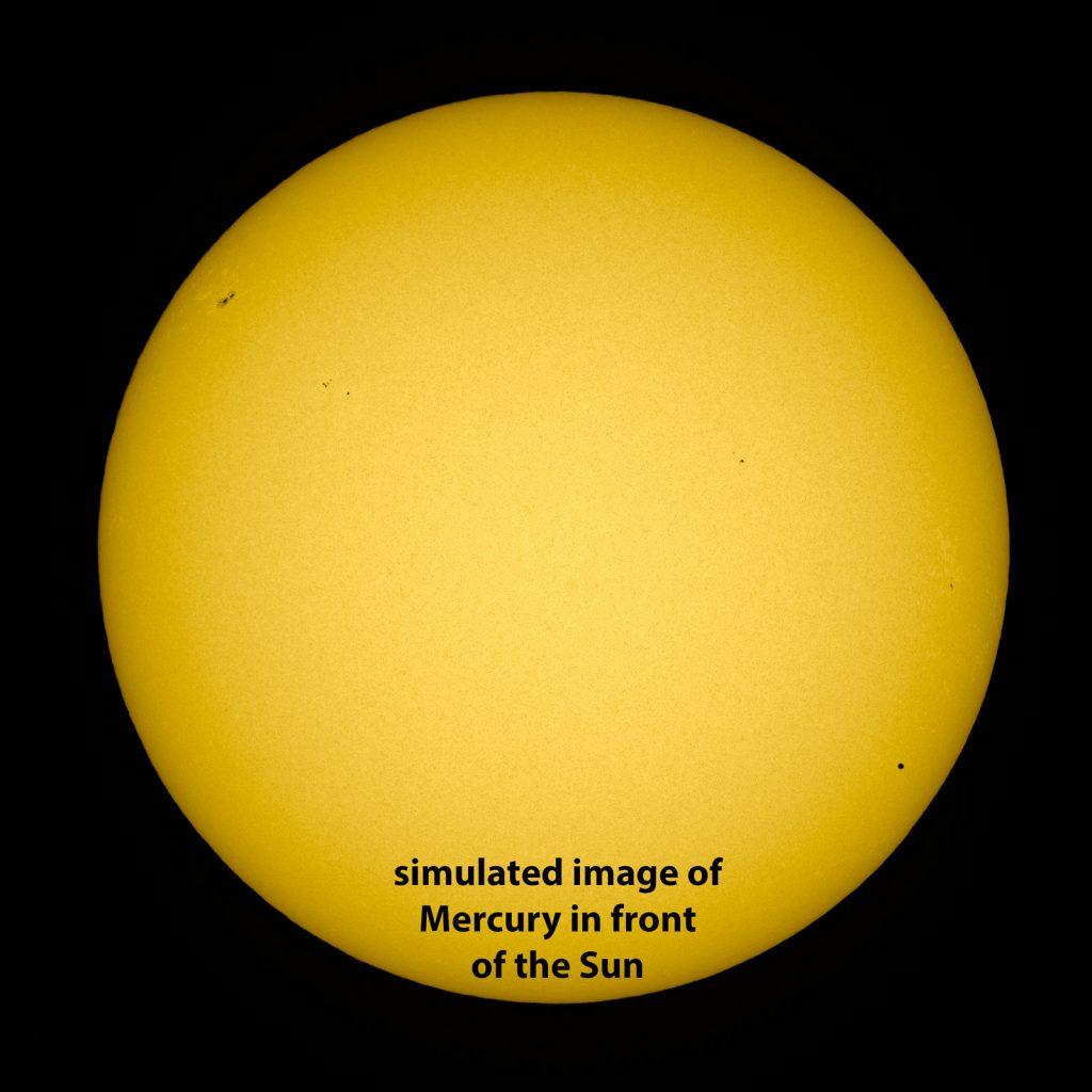 Simulated view of the mercury transit