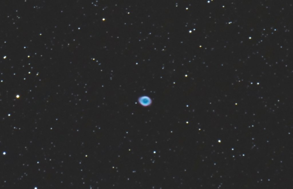 M57, 9x30s, ISO 3200, Nikon D750, Astro-Physics 127mm f/8, JPEG, not flats, dark or bias, crop 